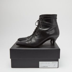 YSL Saint Laurent kitten heel lace-up booties